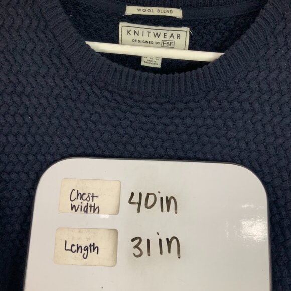 Knitwear by F&F Blue Textured Sweater Size XL Long Sleeve Crewneck Pullover - Picture 4 of 4